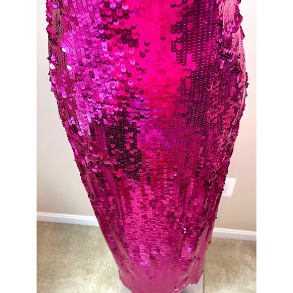 CULT GAIA Tasmina Sequin Embellished Halterneck Pink Midi Dress Size Medium - Picture 7 of 10